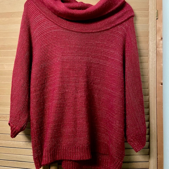 New York & Company Red Cowl Neck Sweater - Picture 1 of 6